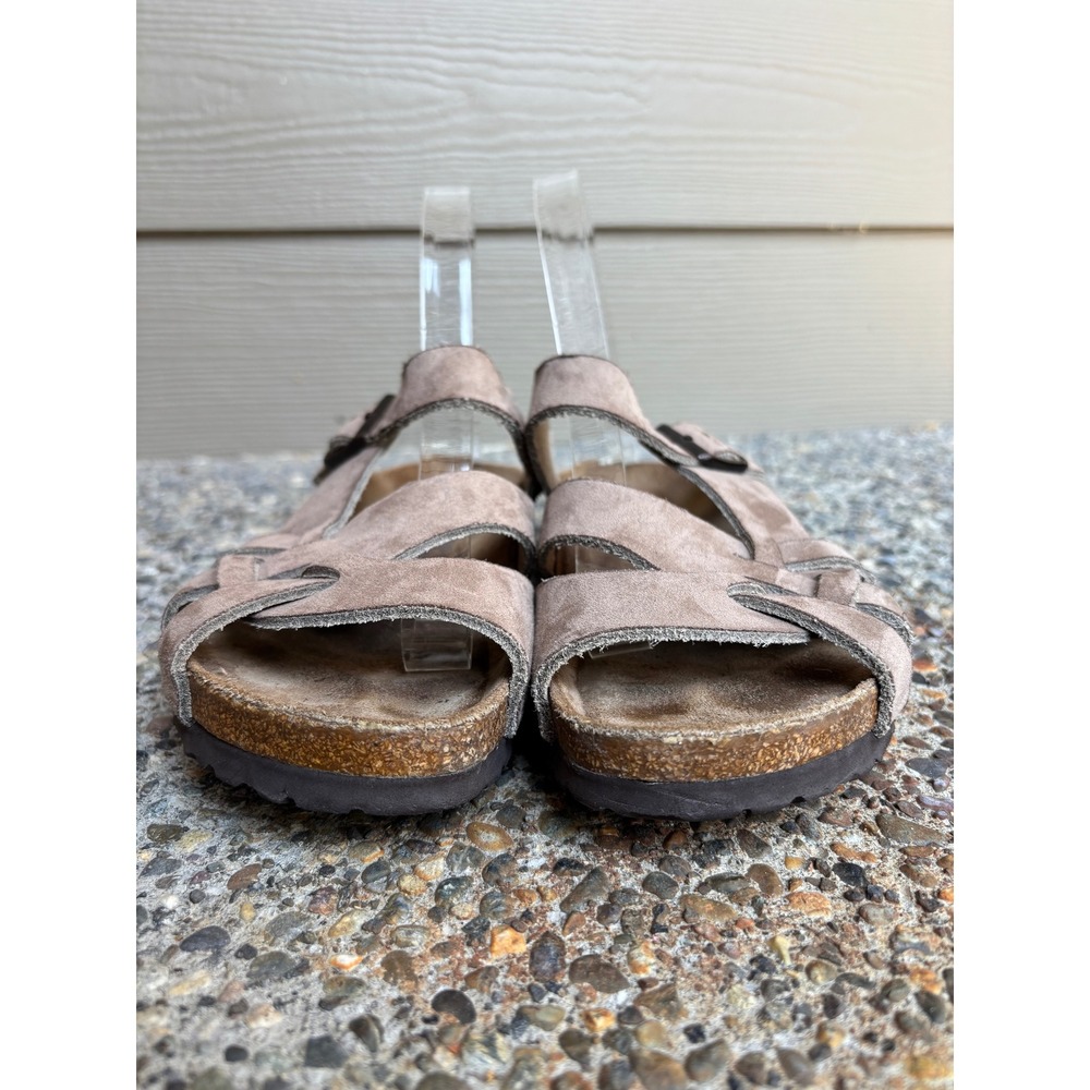 Birkenstock Pisa Taupe Suede Soft Footbed Strappy Sandals Slides Women's 7 EU 38 - Picture 5 of 10